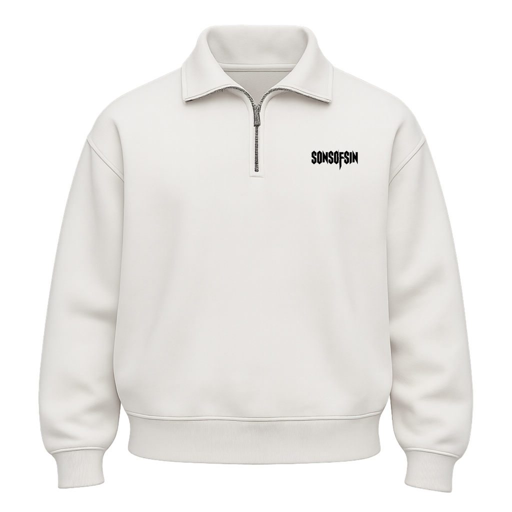 BASIC Half Zipper Sweatshirt White