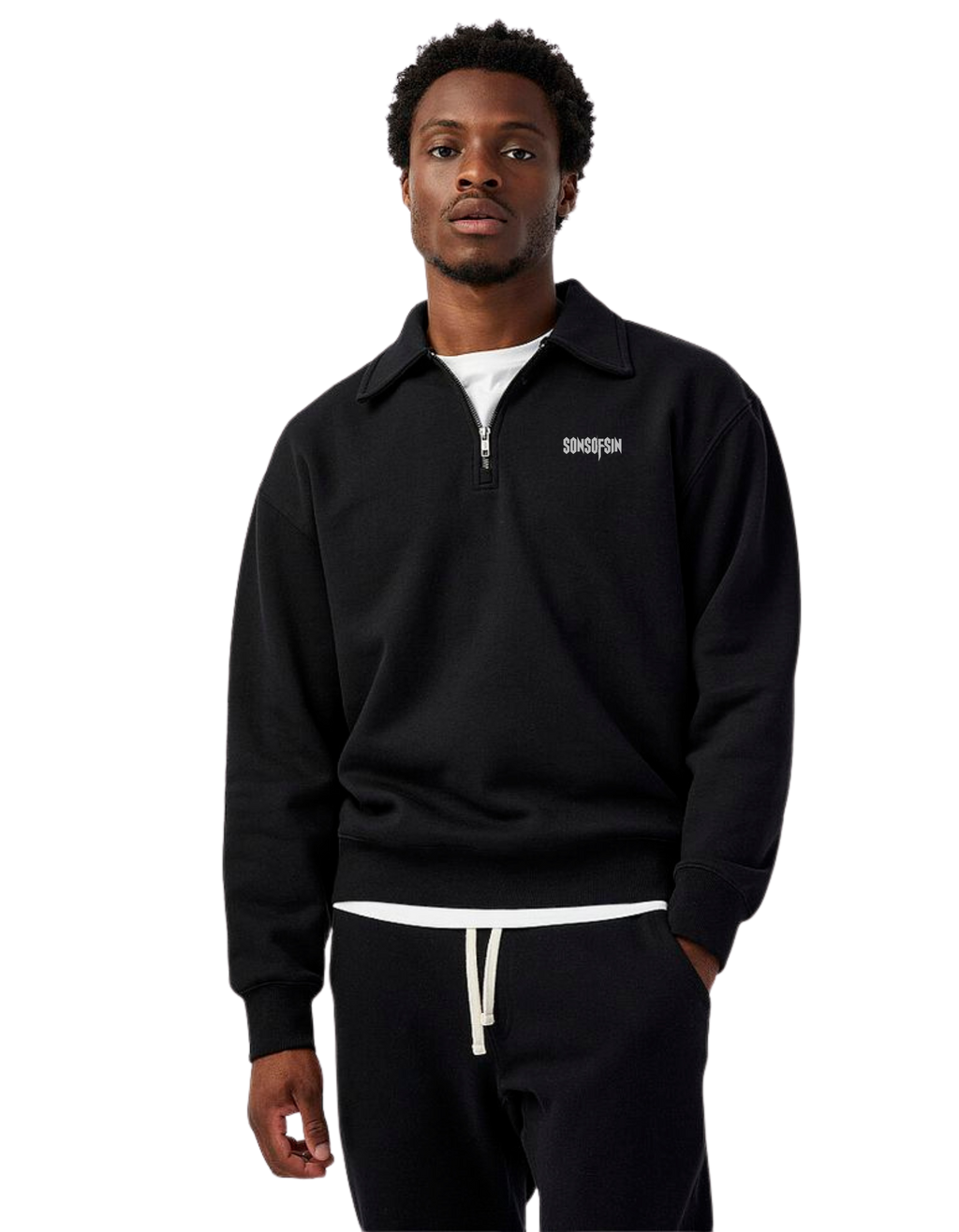 BASIC Half Zipper Sweatshirt Black