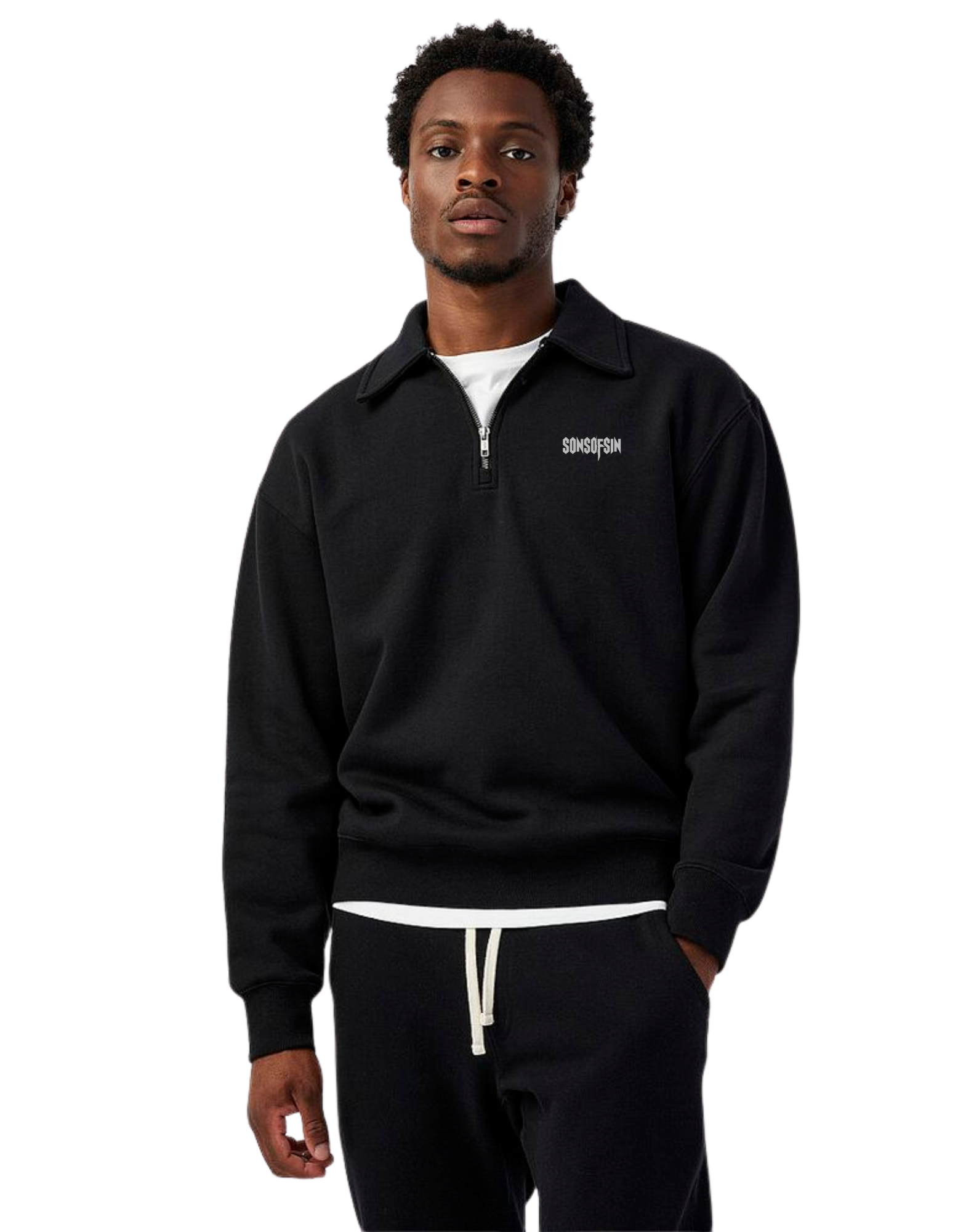 BASIC Half Zipper Sweatshirt Black