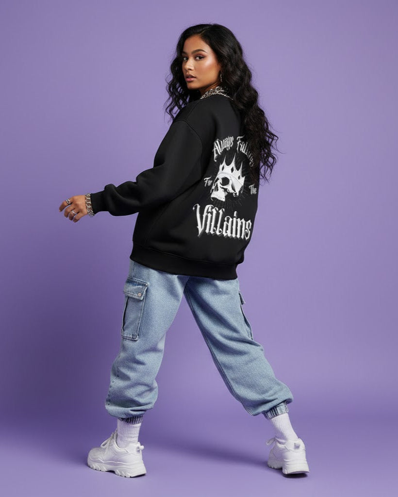 ALWAYS FALLING FOR THE VILLAINS Half Zipper Sweatshirt