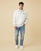 BASIC Half Zipper Sweatshirt White