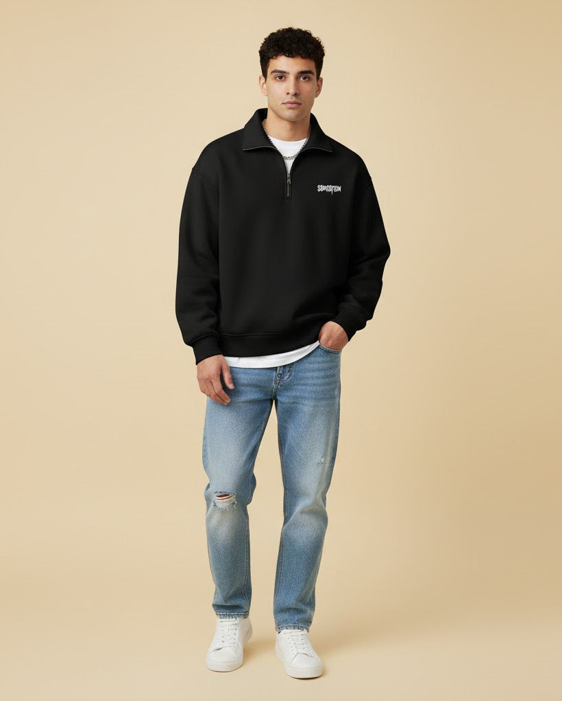 BASIC Half Zipper Sweatshirt Black